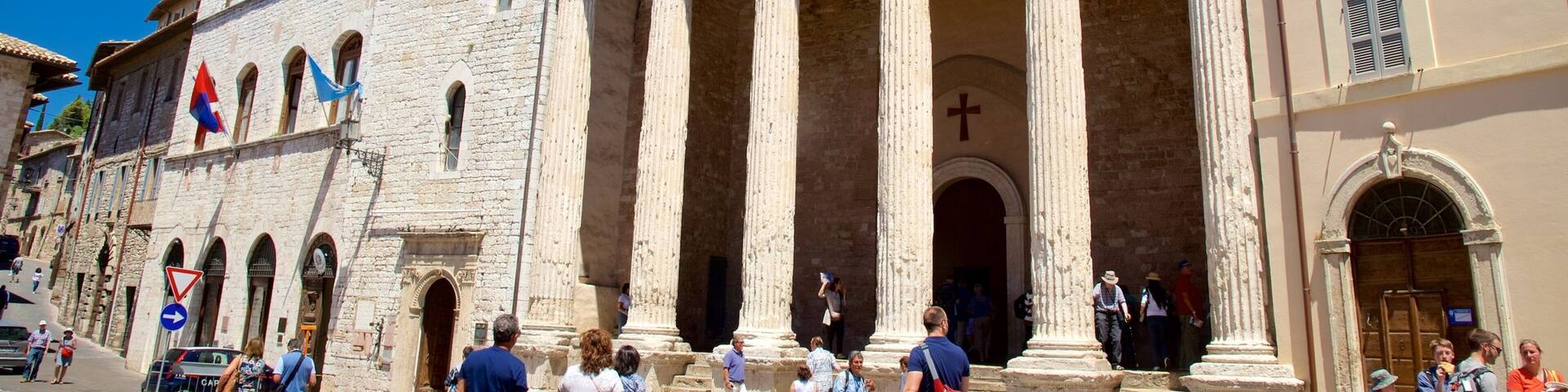 Roman Temple of Minerva featuring heritage architecture, street scenes and a church or cathedral