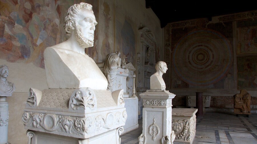 Camposanto som visar konst, interiörer och en staty eller skulptur