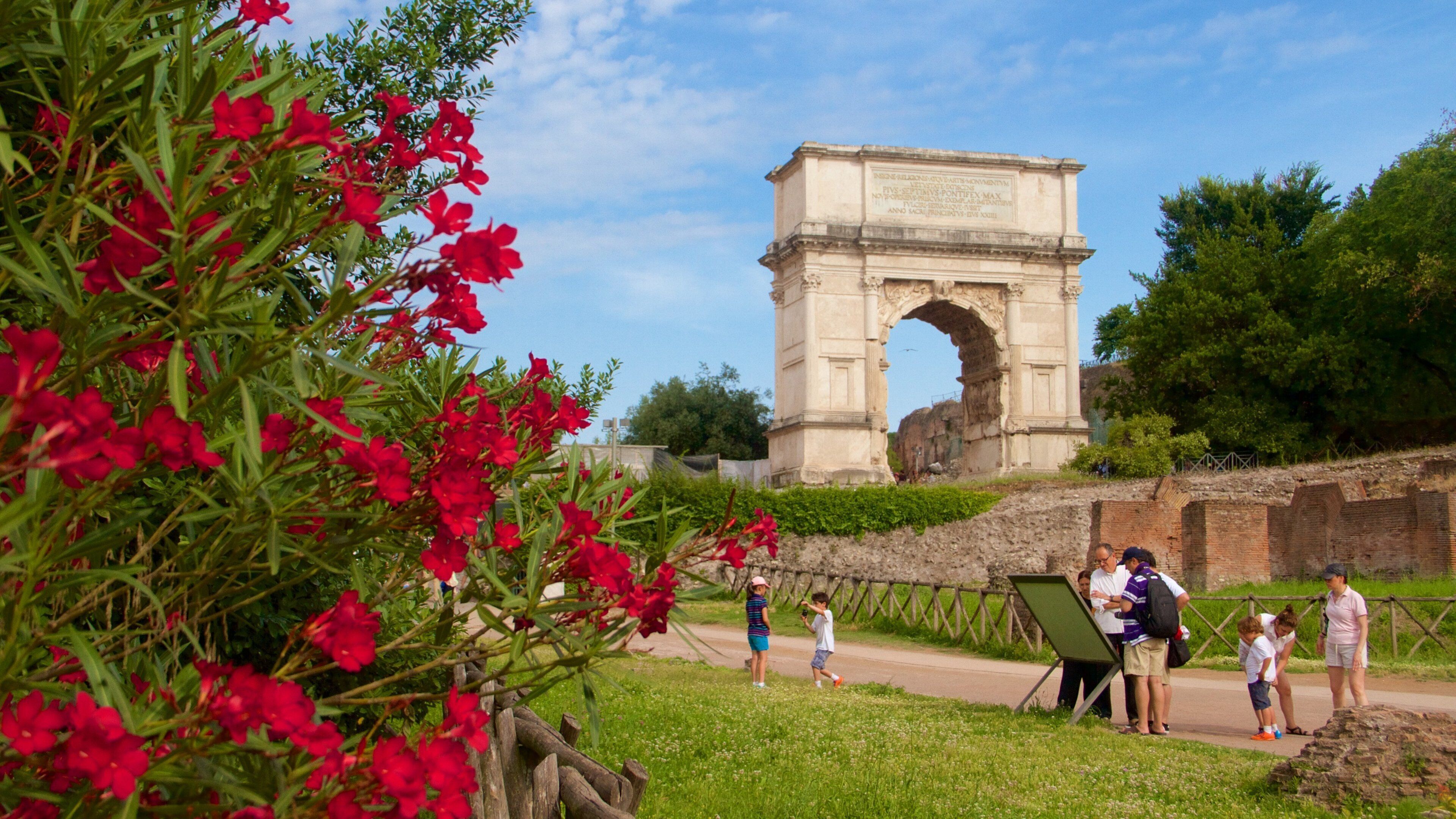 Lazio showing a monument, wildflowers and heritage architecture