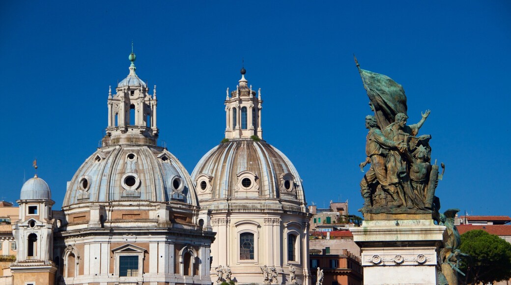 Trajan\'s Forum showing heritage architecture and a statue or sculpture