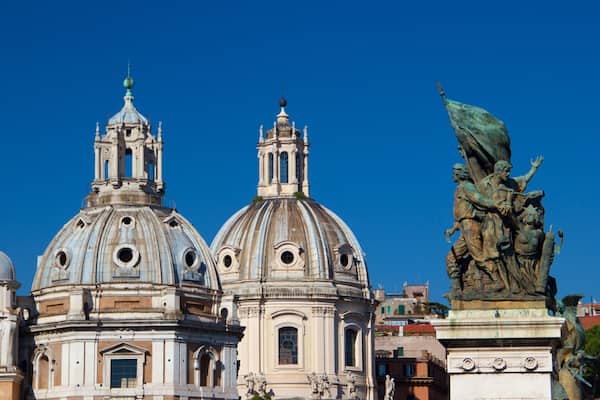 Trajan\'s Forum showing heritage architecture and a statue or sculpture