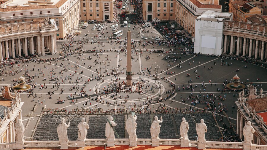 St. Peter\'s Basilica featuring a city, a monument and landscape views