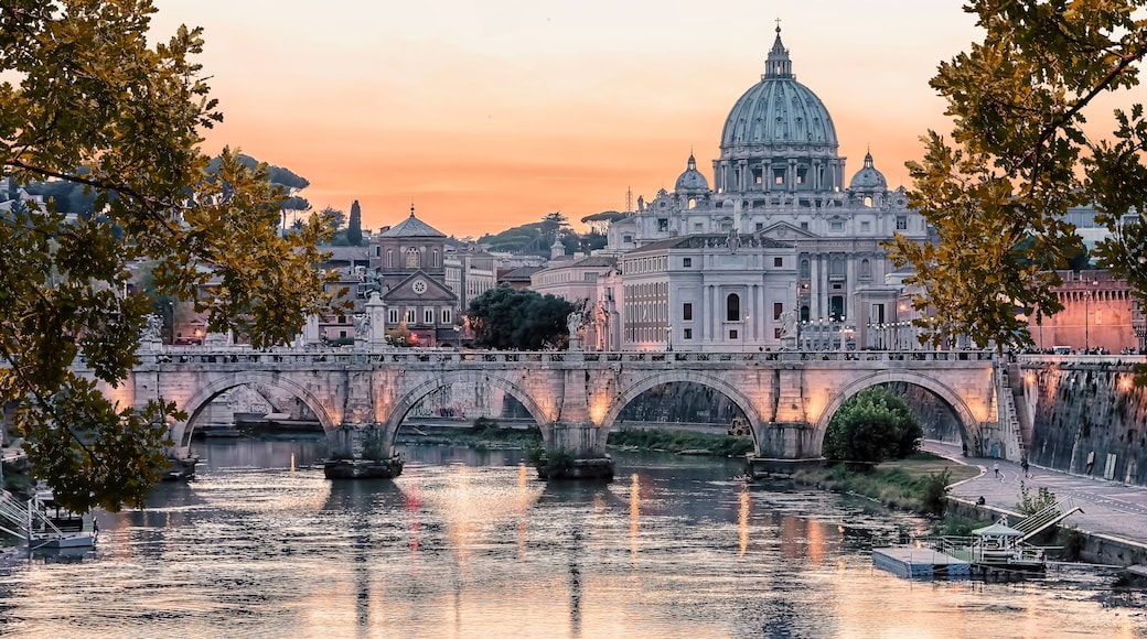 Beautiful sunset on the city of Rome in evening