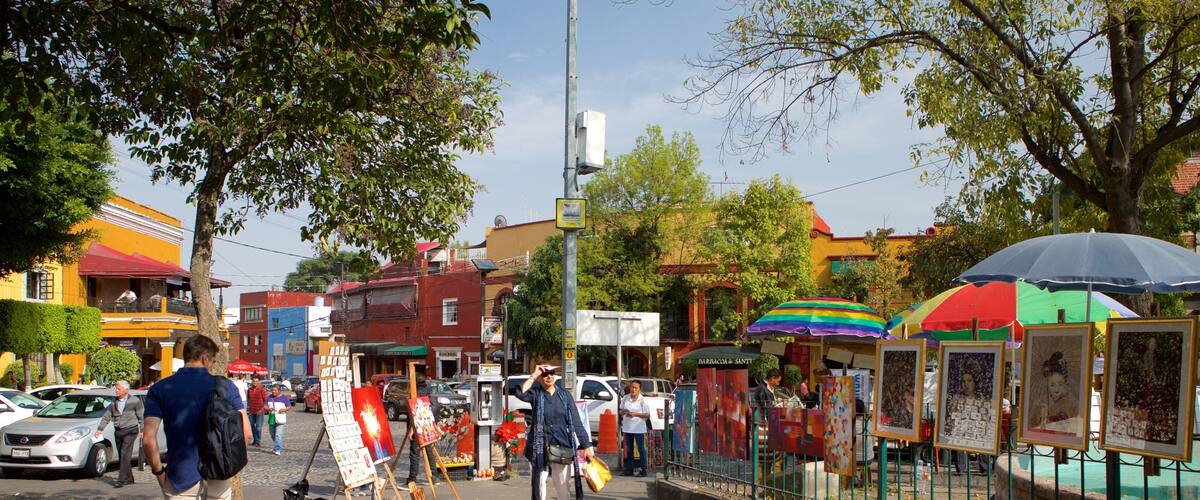 Plaza San Jacinto mostrando vistas a la ciudad y mercados