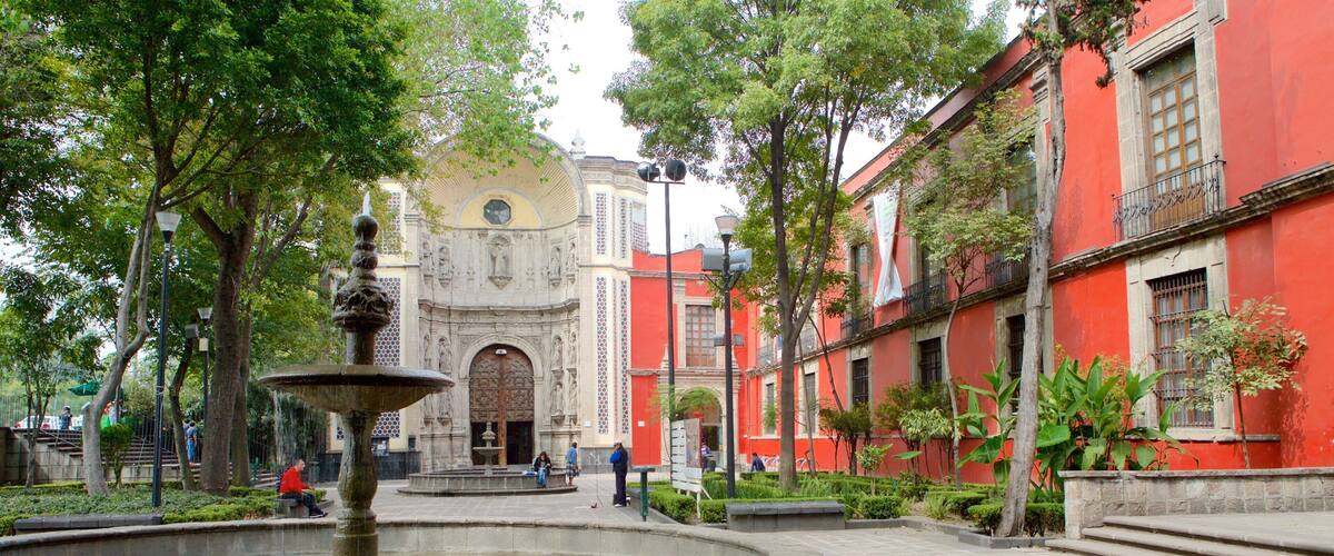 Franz Mayer -museo featuring puutarha, lähde ja tori