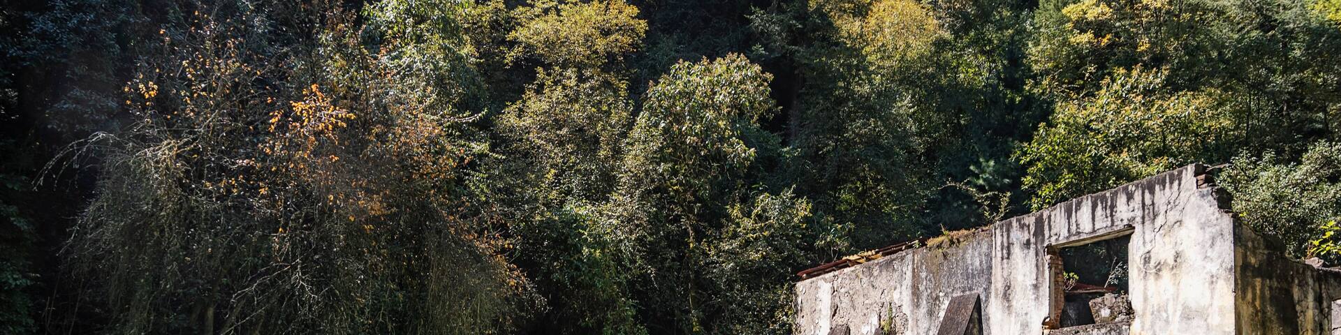 Ruins of the old dynamos at national park "Los Dinamos" in Mexico City
