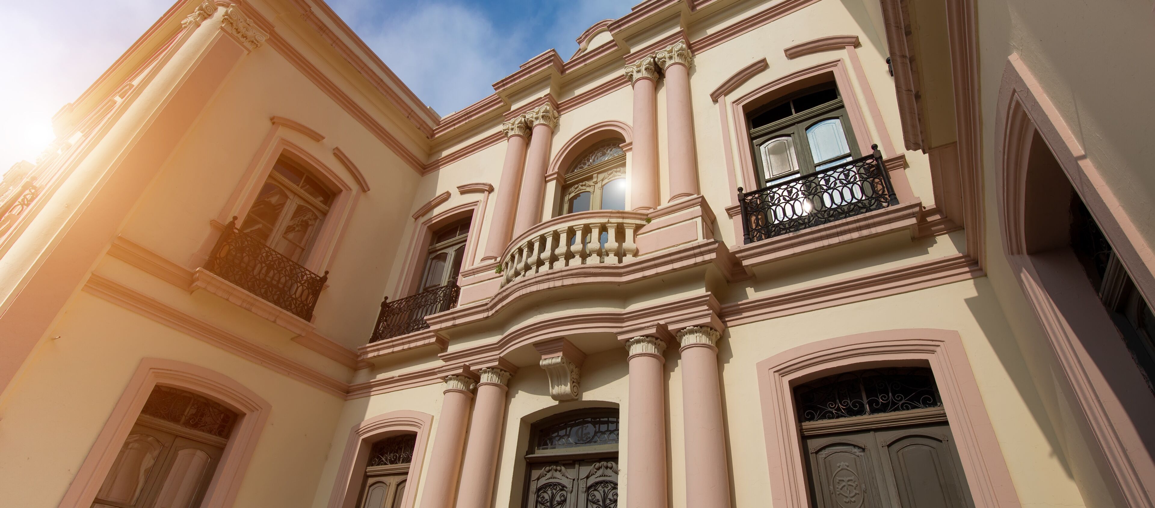 Monterrey, colorful historic buildings in the center of the old city (Barrio Antiguo) – a famous tourist attraction