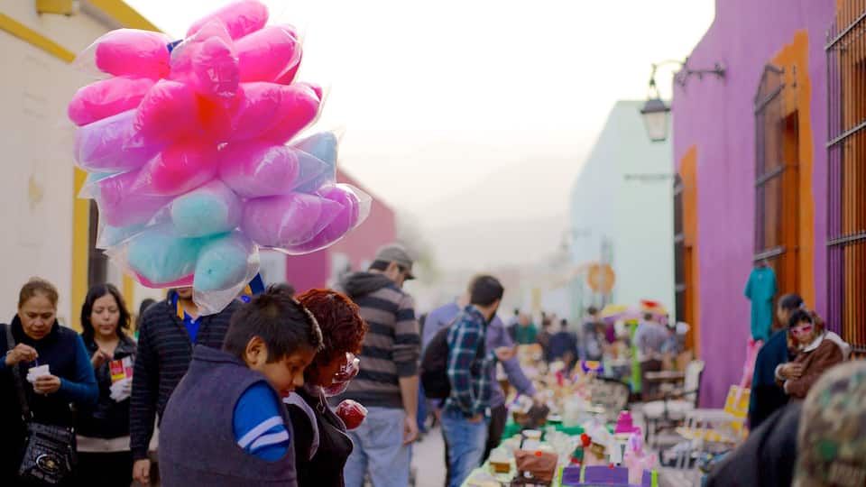 Barrio Antiguo featuring a city, street scenes and food