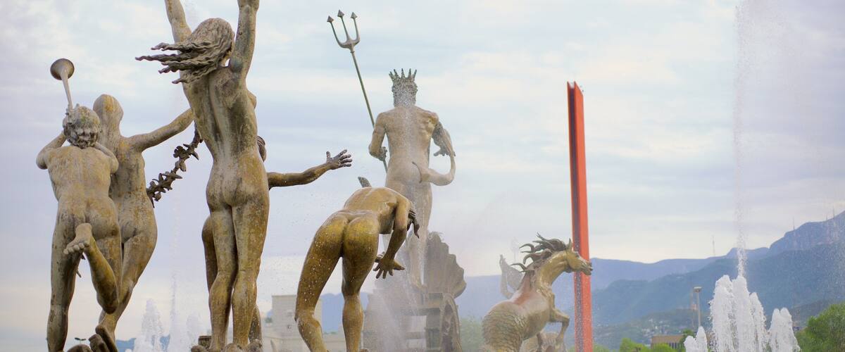 Fuente de la Vida o Neptuno featuring outdoor art, a statue or sculpture and a city