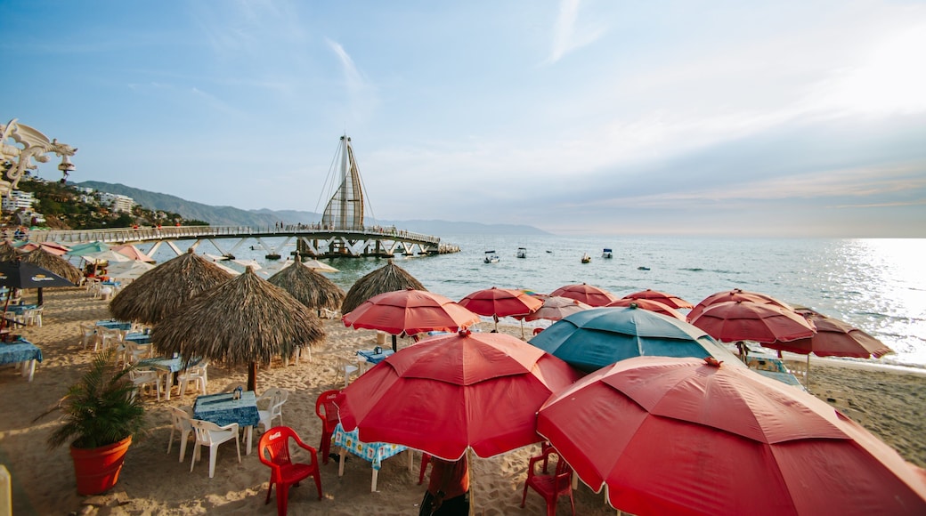 Bay of Banderas showing general coastal views, a sunset and a sandy beach