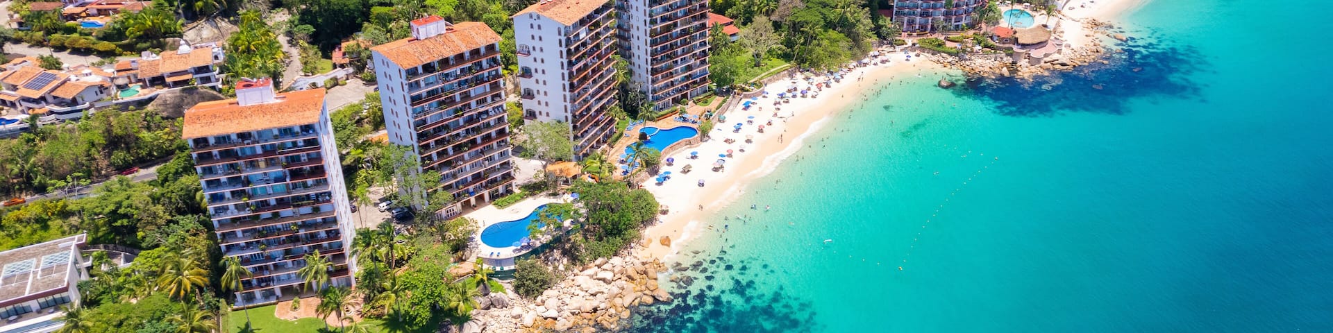 Aerial view of Las Gemelas beach in Puerto Vallarta Mexico