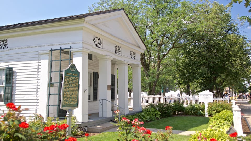 Kempf House showing wildflowers and a house