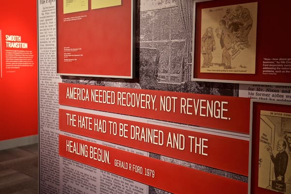 Gerald R. Ford Museum featuring signage and interior views