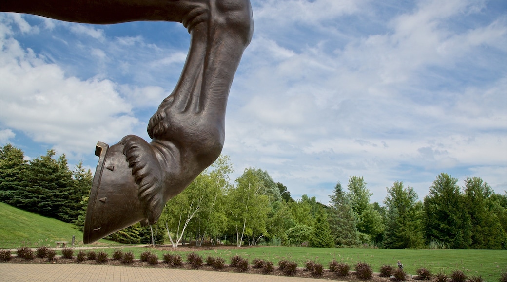 Leonardo da Vinci\'s Horse showing a statue or sculpture and a garden