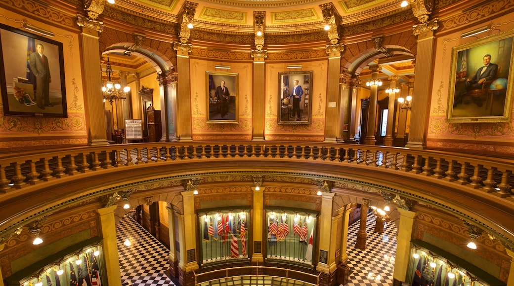 Michigan State Capitol showing art, heritage elements and interior views