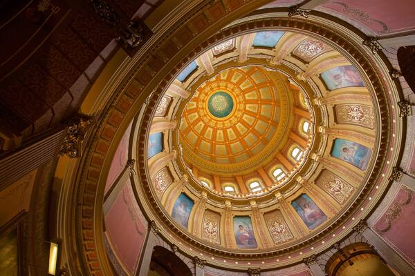 Michigan State Capitol which includes heritage elements and interior views