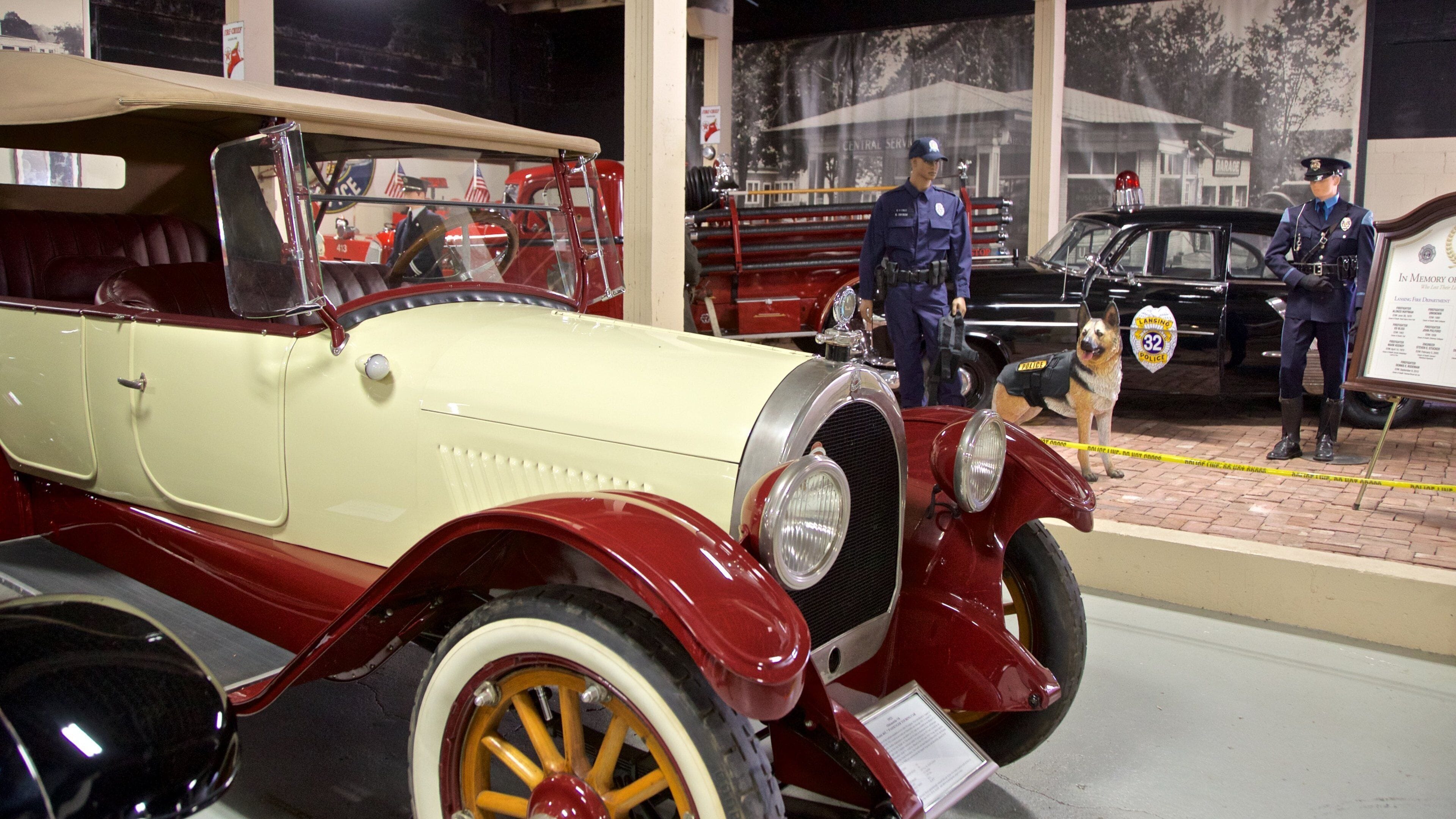 R.E. Olds Transportation Museum featuring interior views and heritage elements
