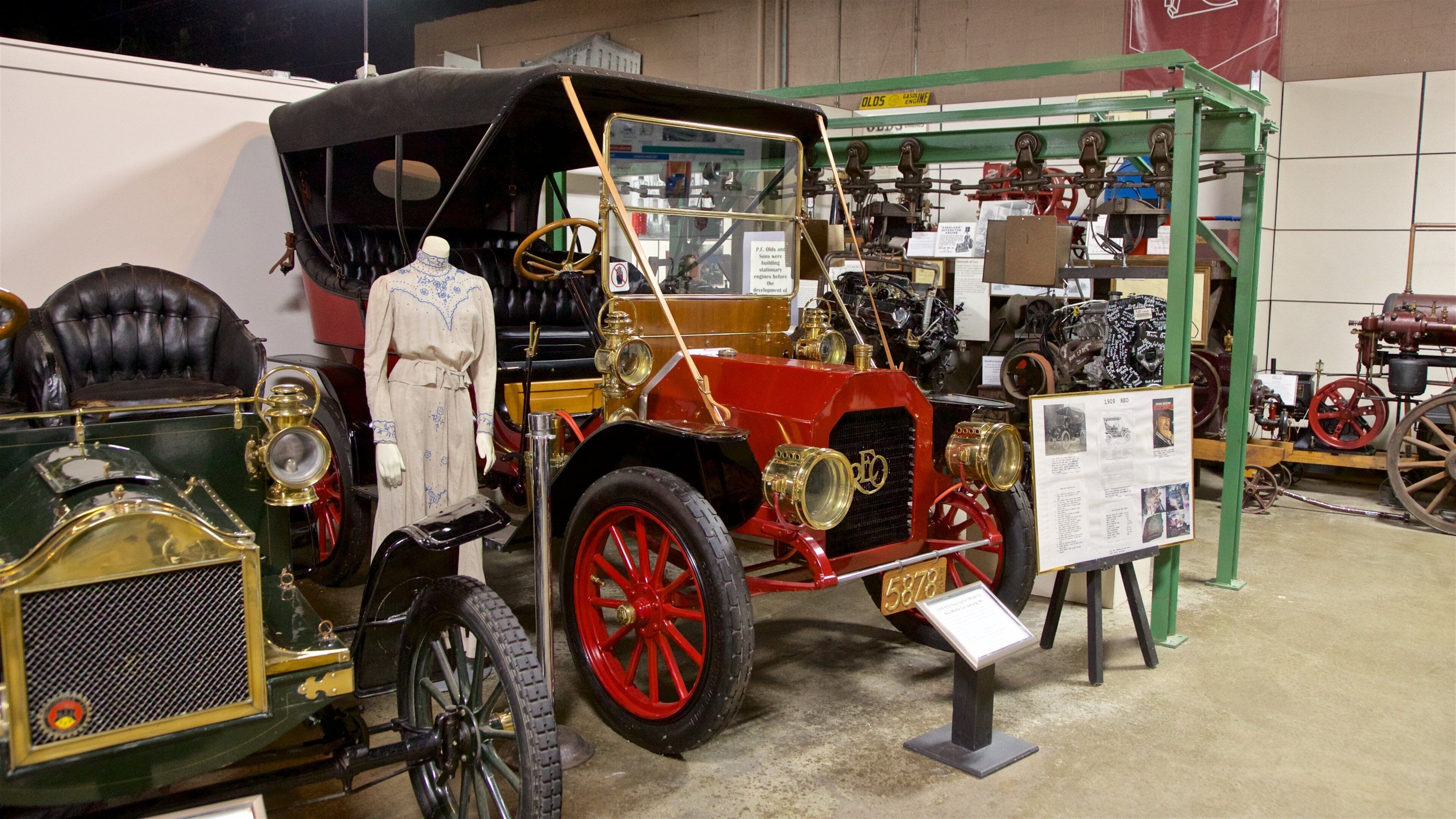 R.E. Olds Transportation Museum showing interior views and heritage elements