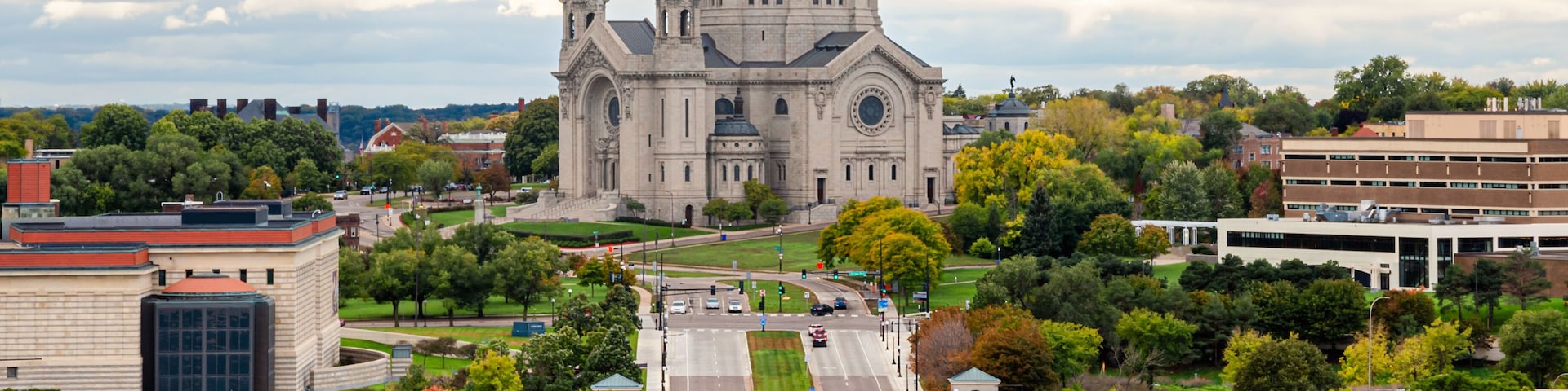 Cathedral of St. Paul, Minnesota in autumn
