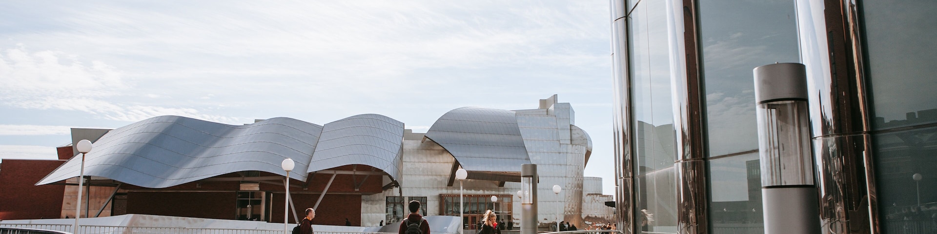 Weisman Art Museum showing street scenes and a sunset
