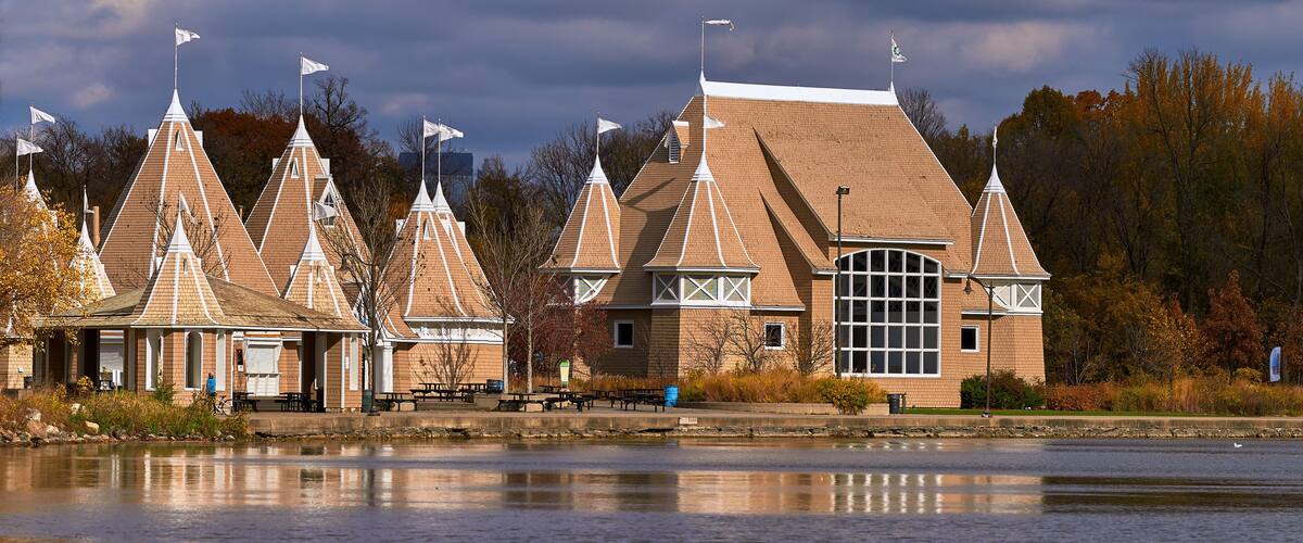 lake harriett band shell, minneapolis, autumn