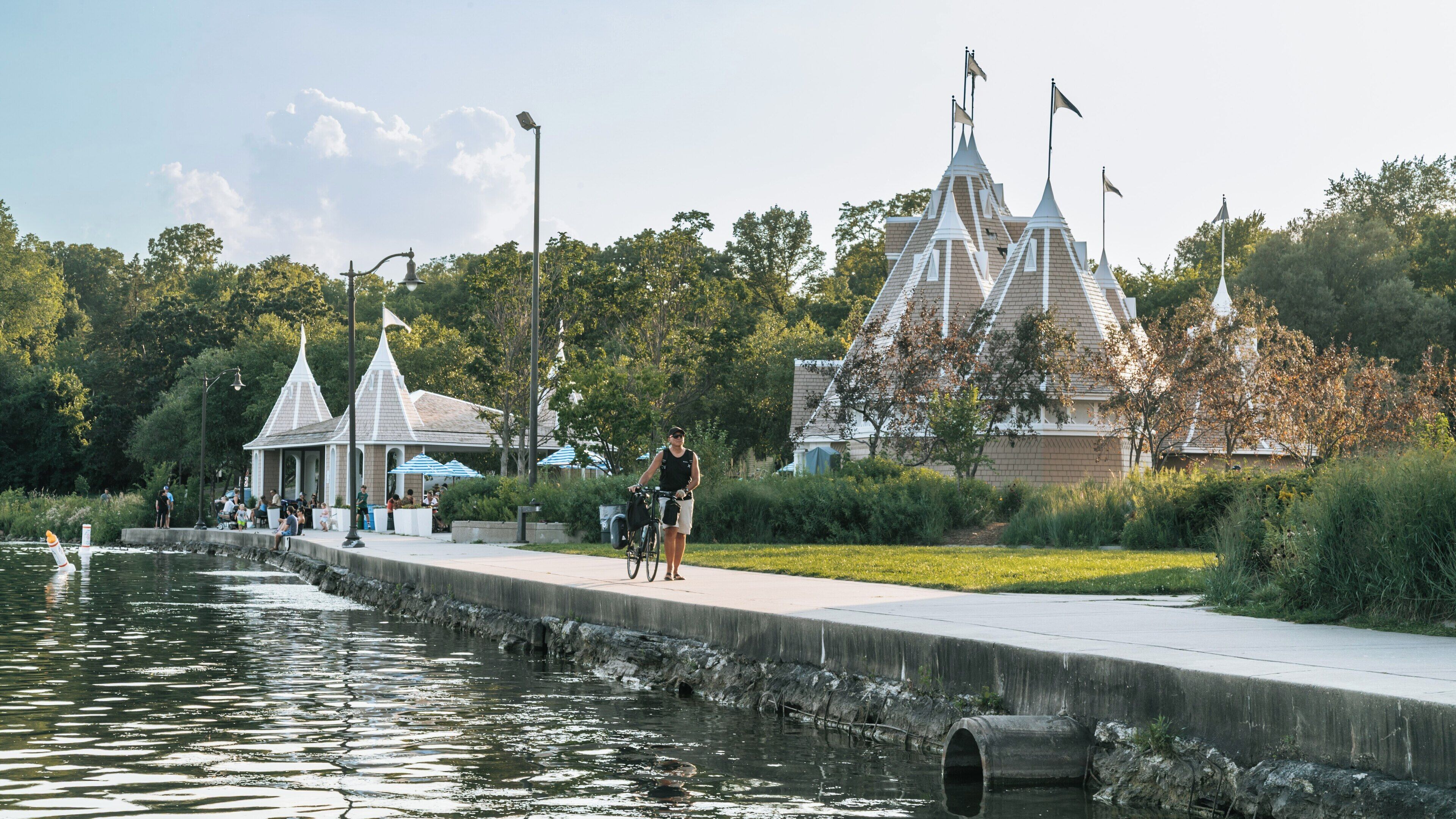 Enjoying a sunny day by Lake Harriet in East Harriet, Minneapolis, with scenic views and recreational activities