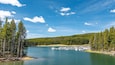 Yellowstone Lake which includes a lake or waterhole