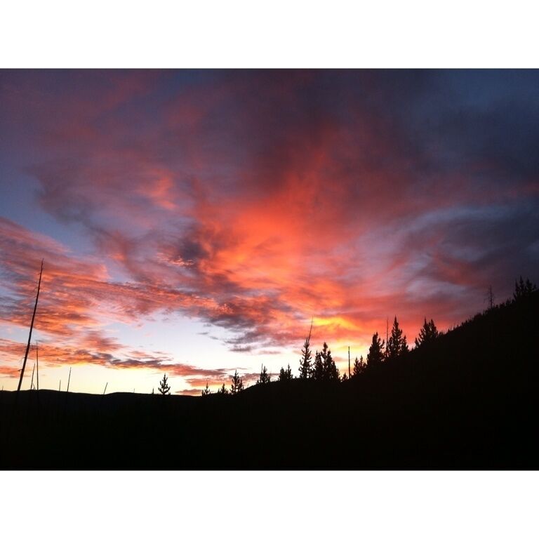 Sunset over central over central Yellowstone, a little ways north of Gibbon Falls