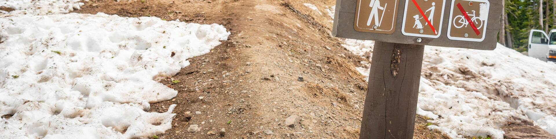 Mt. Washburn showing signage, tranquil scenes and snow