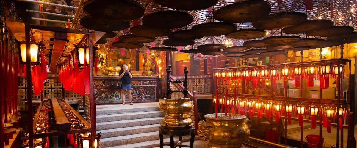 Man Mo Temple featuring interior views, a temple or place of worship and heritage elements