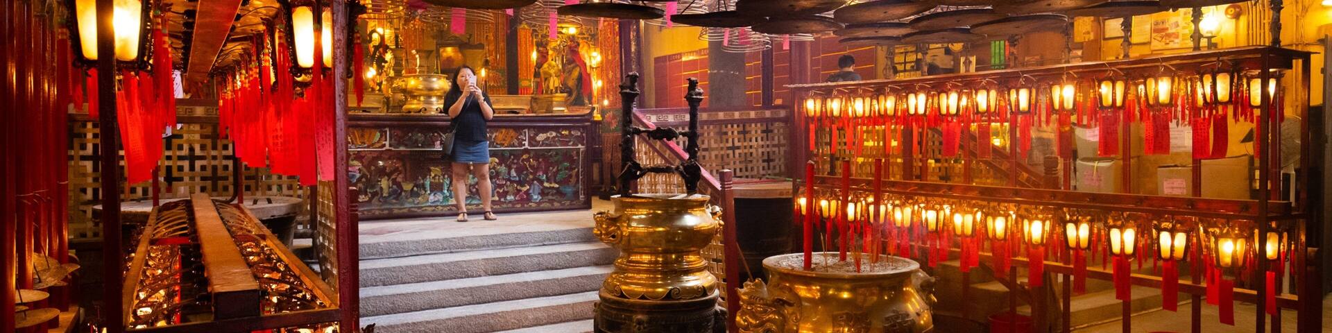 Man Mo Temple featuring interior views, a temple or place of worship and heritage elements