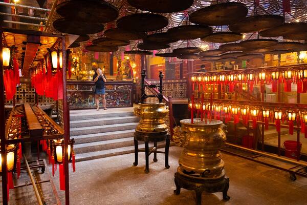 Man Mo Temple featuring interior views, a temple or place of worship and heritage elements