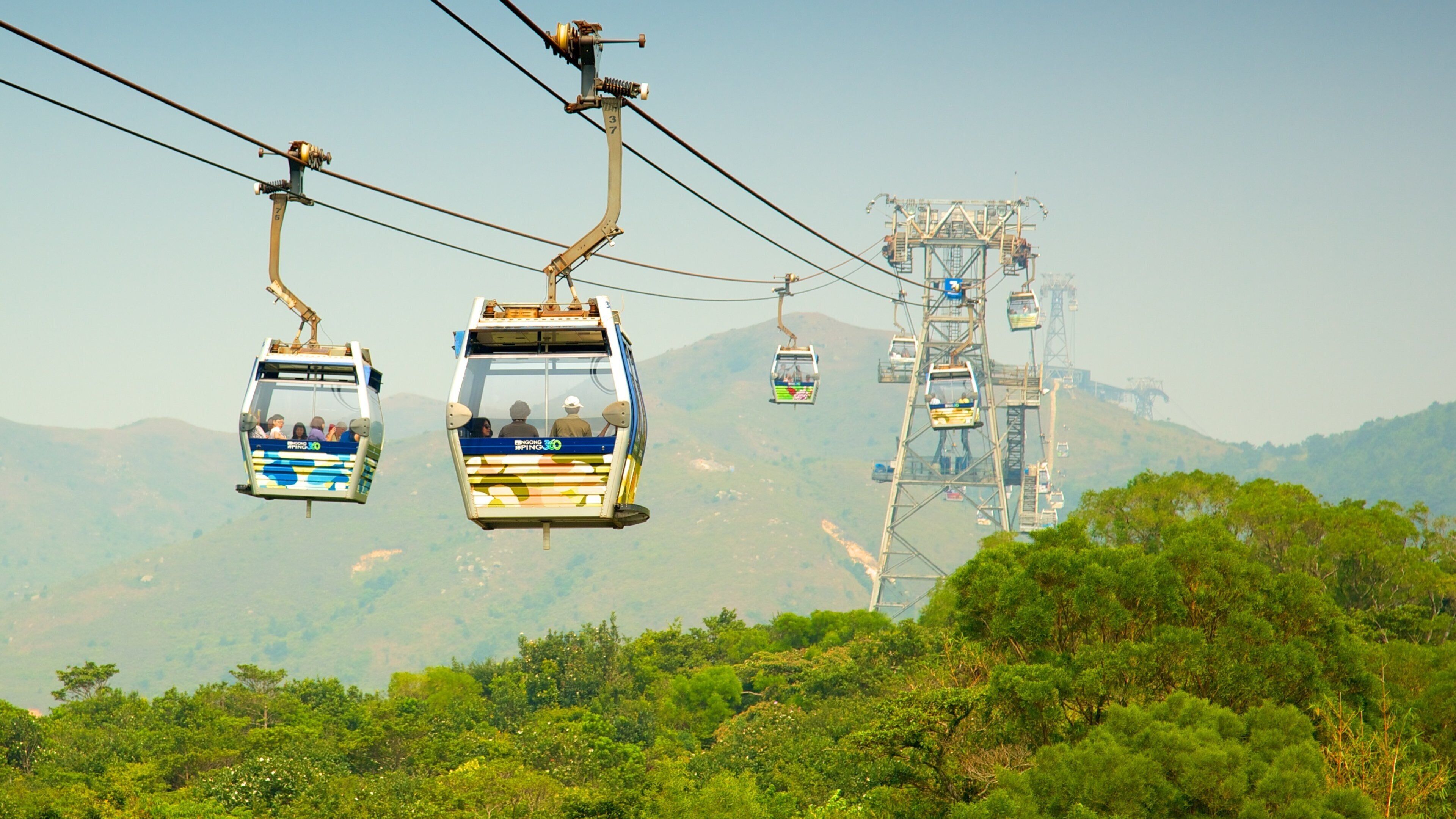 Ngong Ping 360 som inkluderer gondolbane og skoglandskap