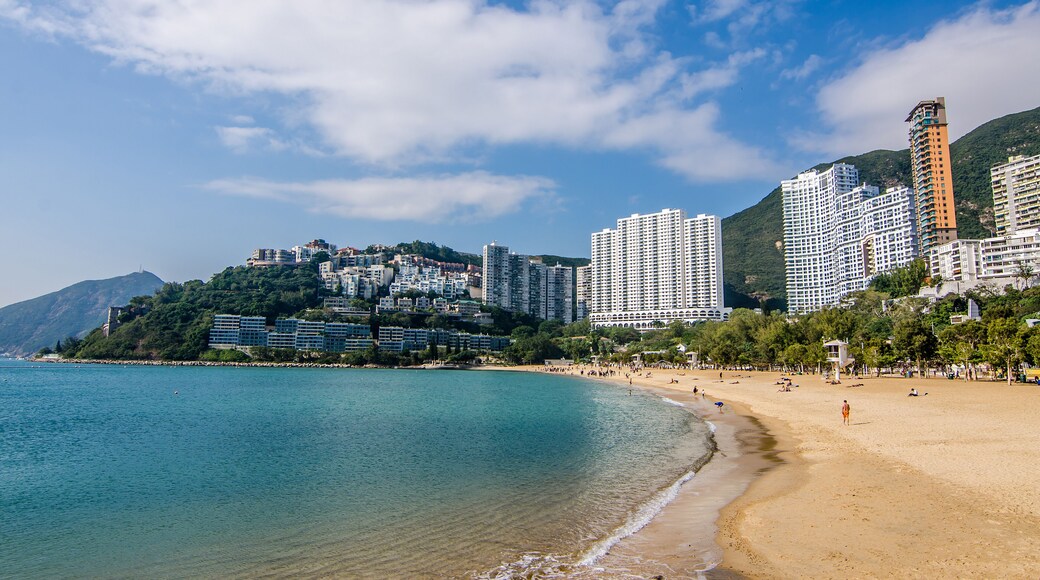 The sunny day at Repulse Bay, the famous public beach in Hong Kong