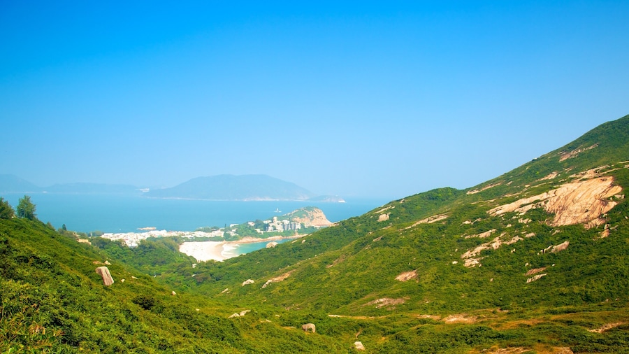 Shek O Beach which includes mountains and general coastal views