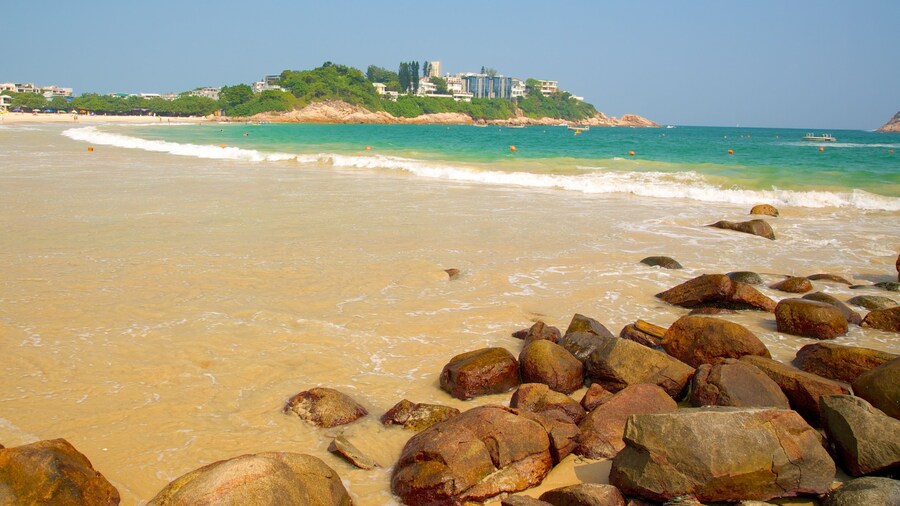 Plage Shek O mettant en vedette vues littorales et plage de sable