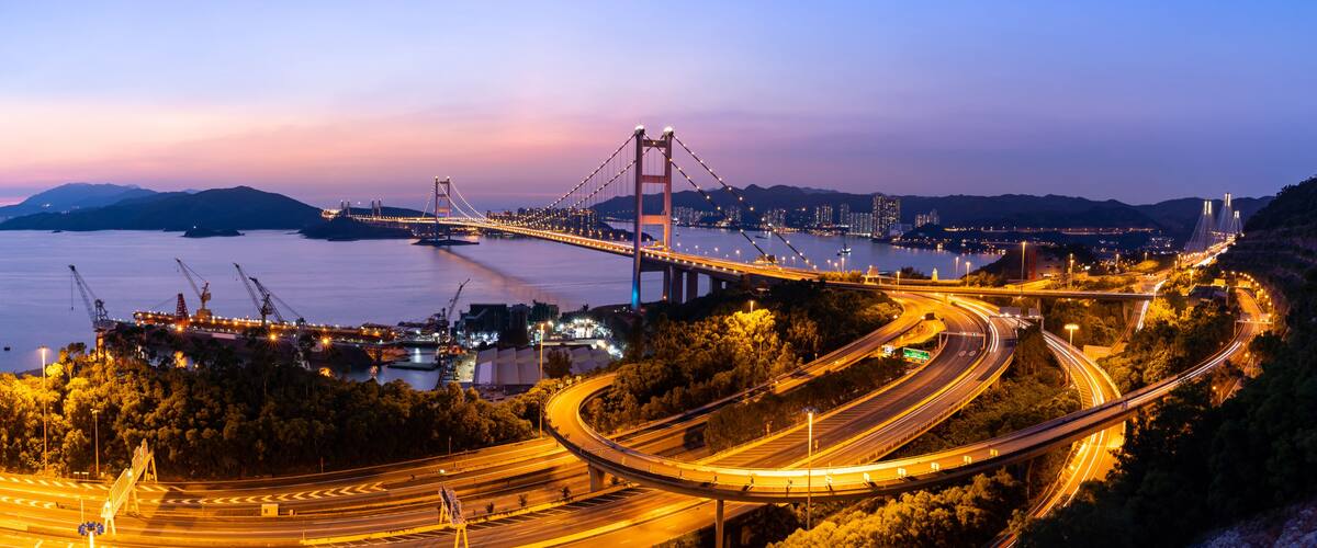 Hong Kong Tsing ma Bridge panorama
