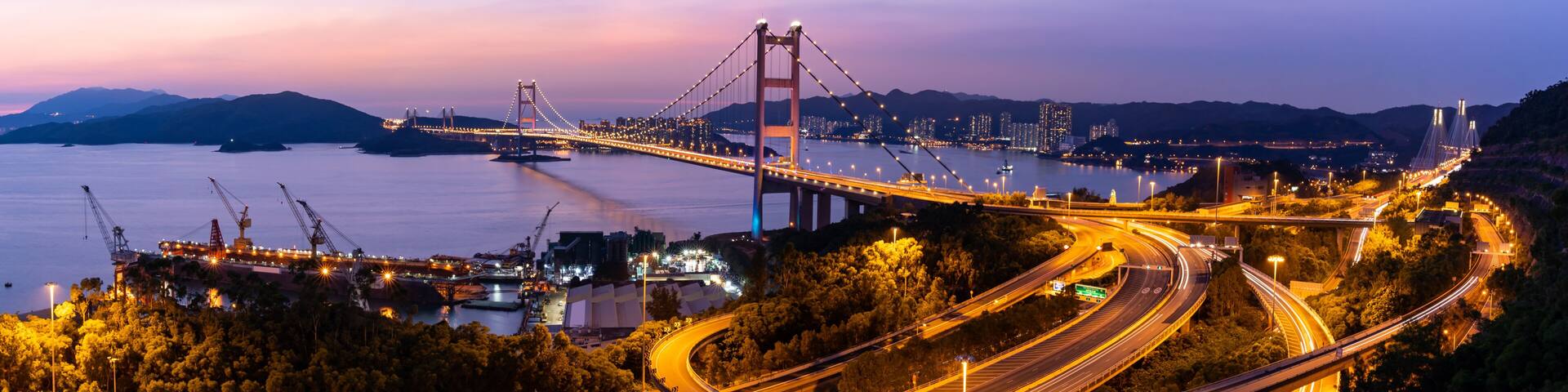 Hong Kong Tsing ma Bridge panorama