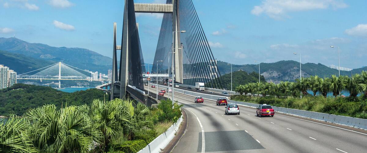 KRWFPT Passing through the Suspension Kap Shui Mun bridge in Hong Kong