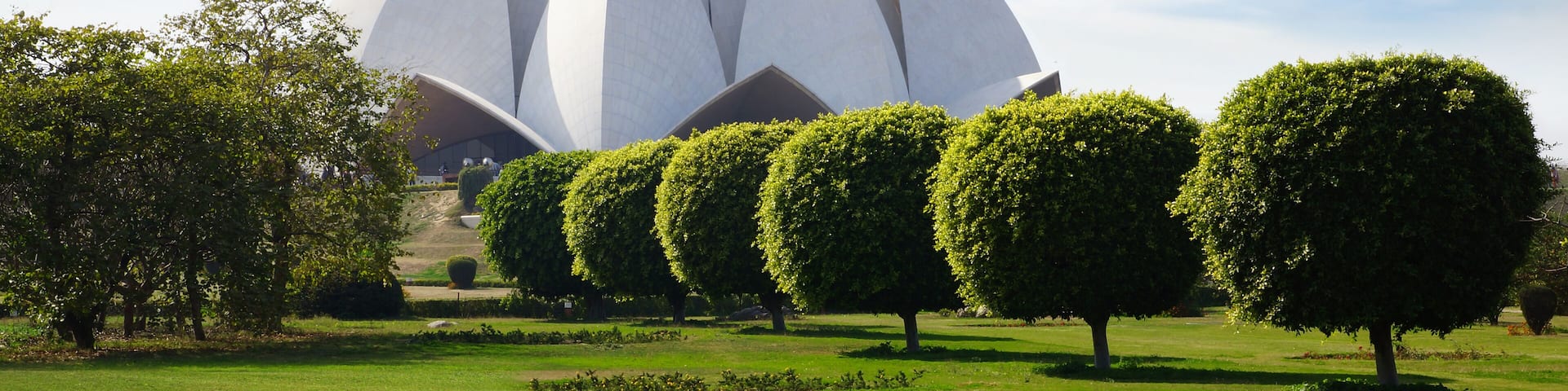 Picturesque landscape with Lotus Temple. New Delhi