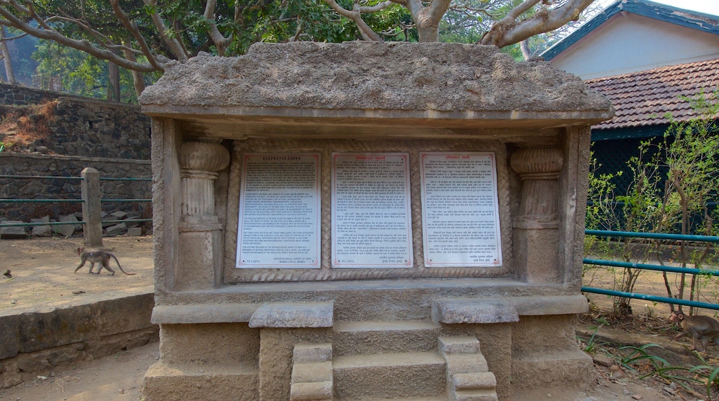 Elephanta Caves featuring signage