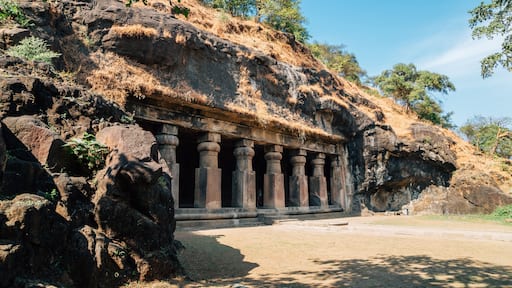 Elephanta Caves historical architecture in Mumbai, India