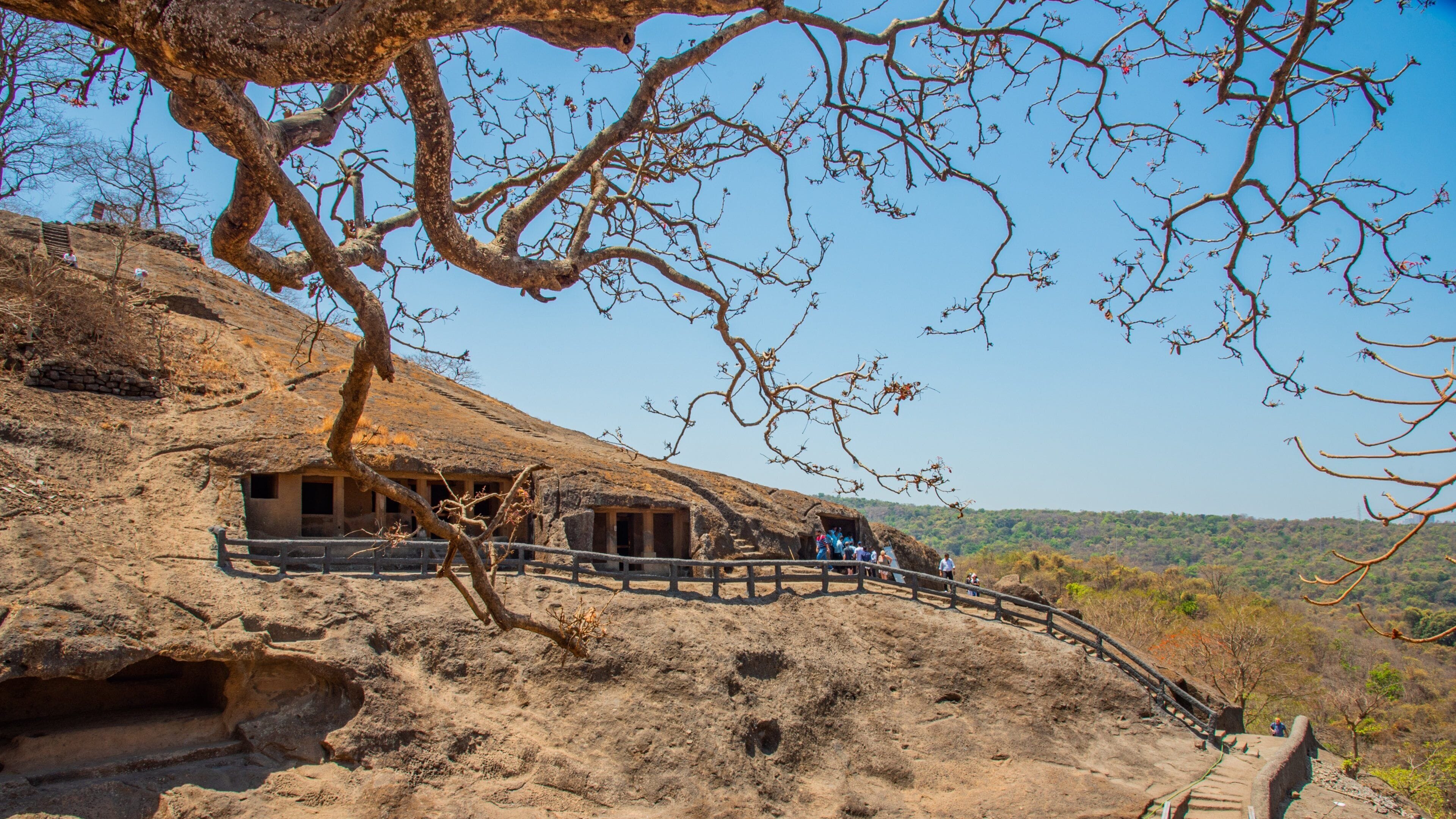 Kanheri Caves featuring a garden and tranquil scenes