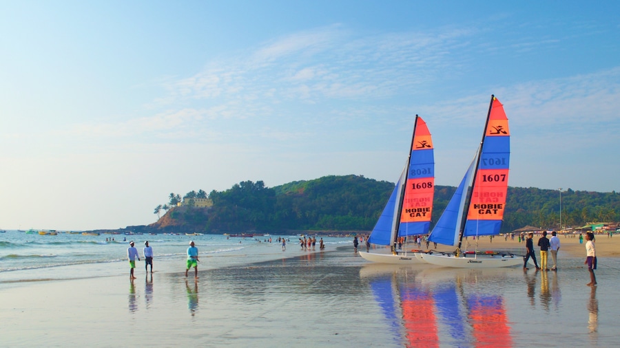 Baga Beach featuring general coastal views, a sandy beach and sailing