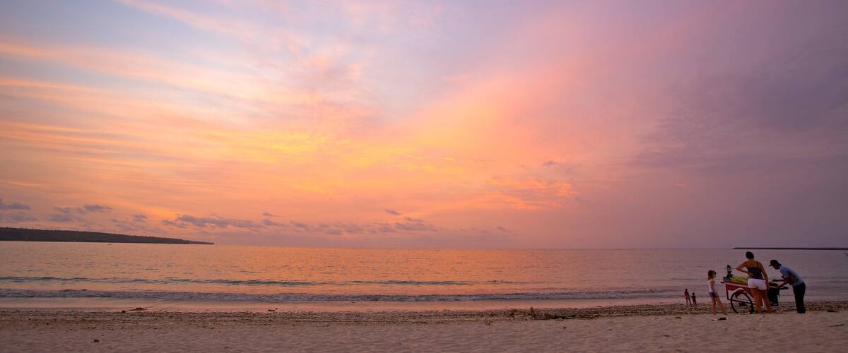 Jimbaran Beach featuring landscape views, a beach and tropical scenes