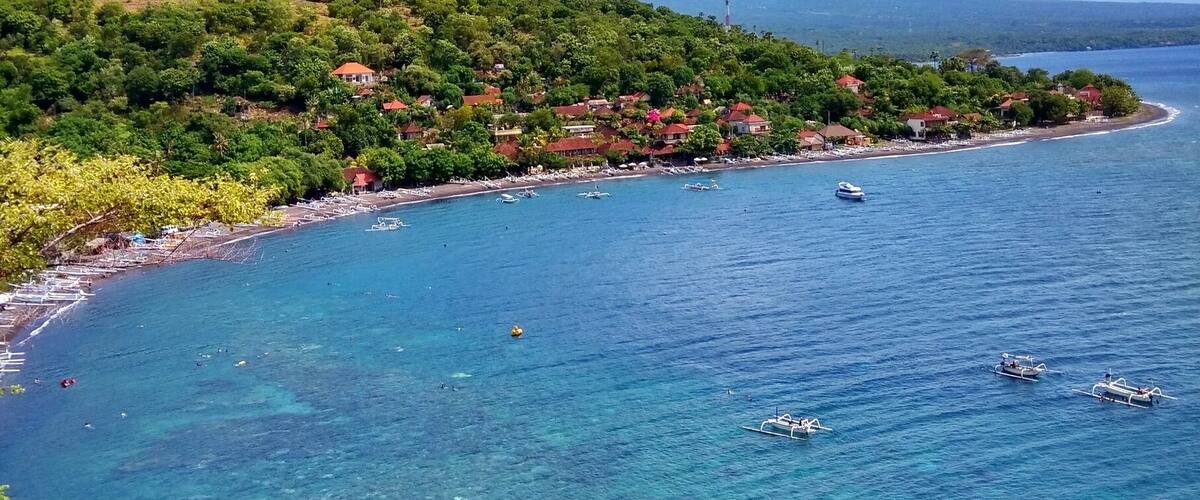 View of Amed beach with its crystal clear water.