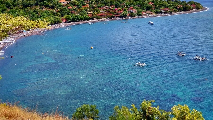 View of Amed beach with its crystal clear water.