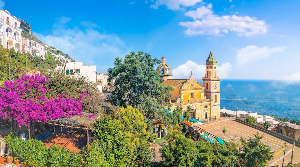 Landscape with Praiano village at famous Amalfi Coast, Italy