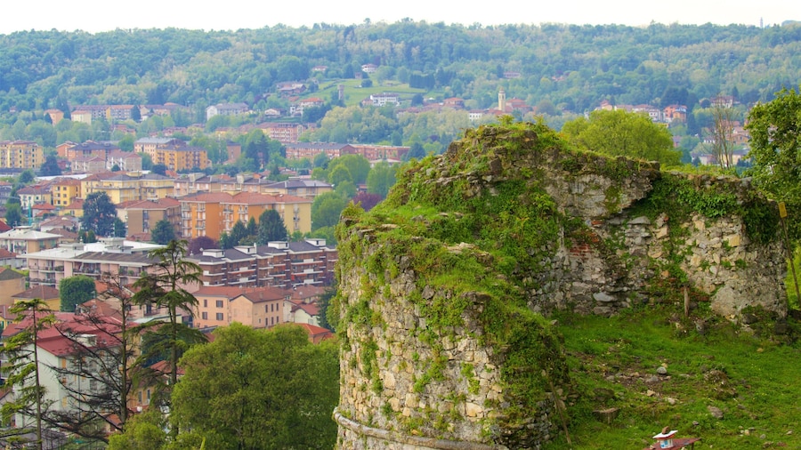 Angera which includes tranquil scenes, building ruins and a small town or village