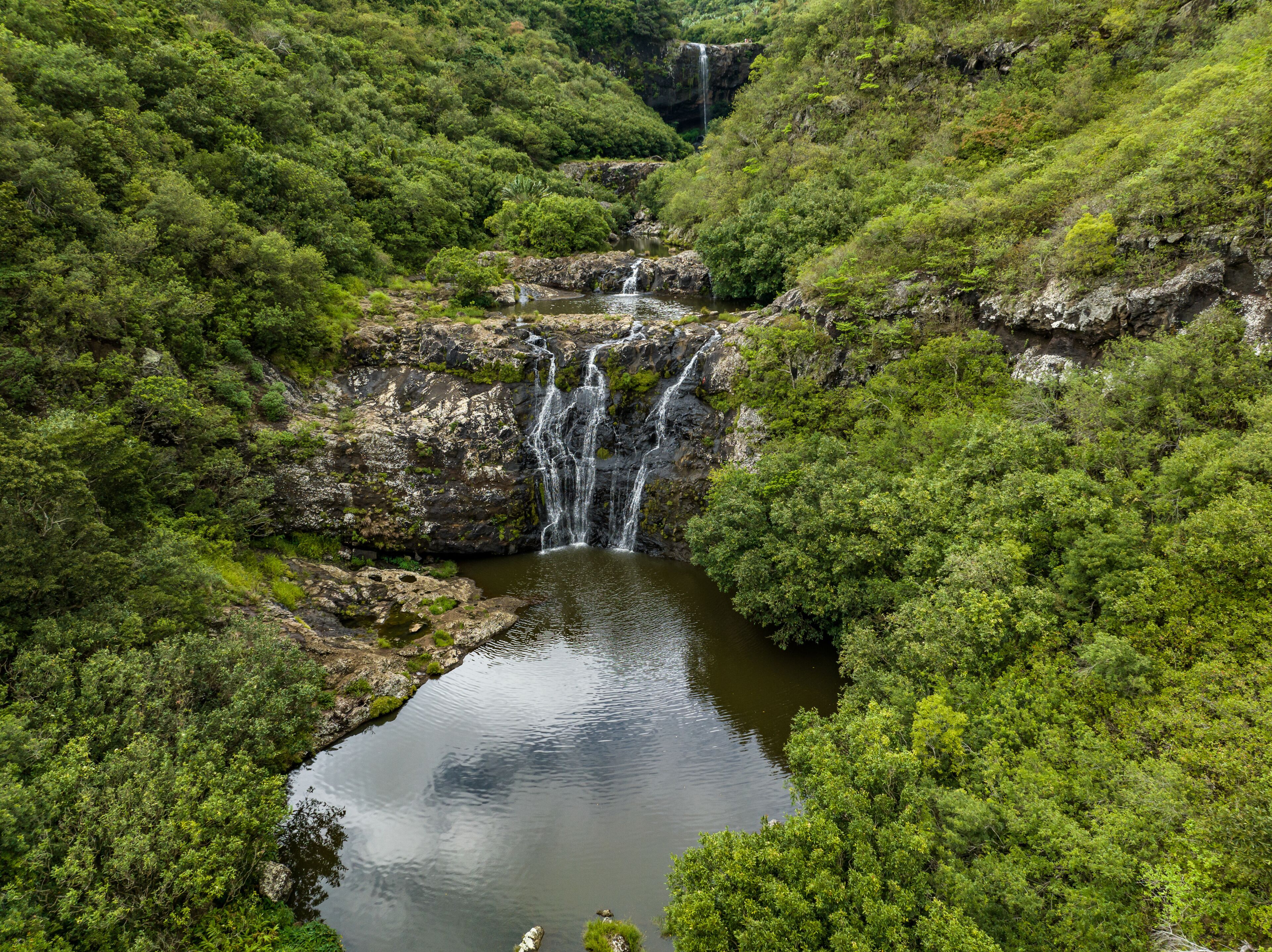 Tamarind waterfalls in Mauritius island